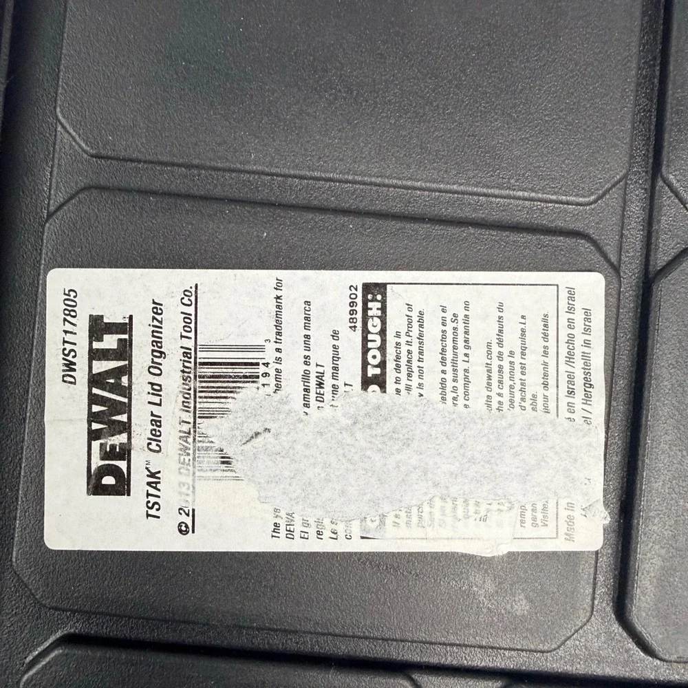 DEWALT TSTAK Clear Lid Organizer 9 Compartment Tool‎ Storage Case DWST17805